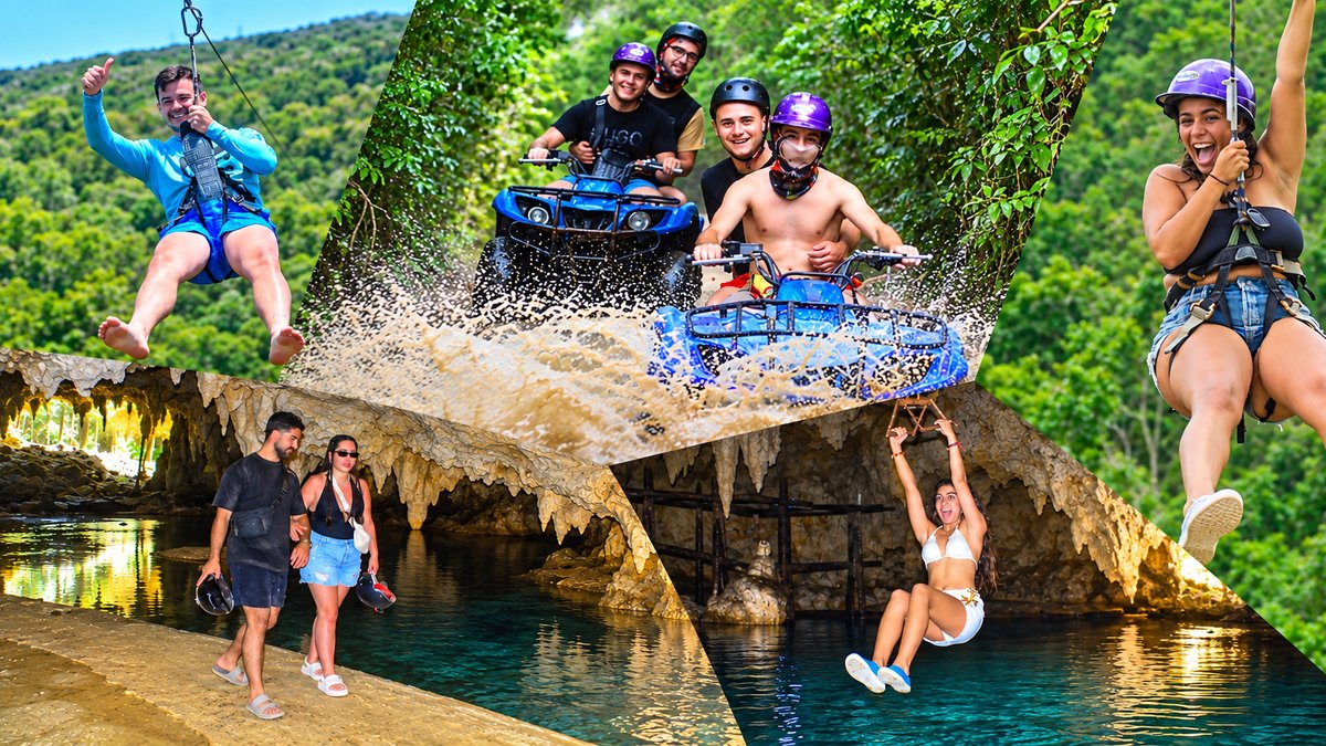 ATV in the jungle, zipline over the trees and a swim in Cenote Alux